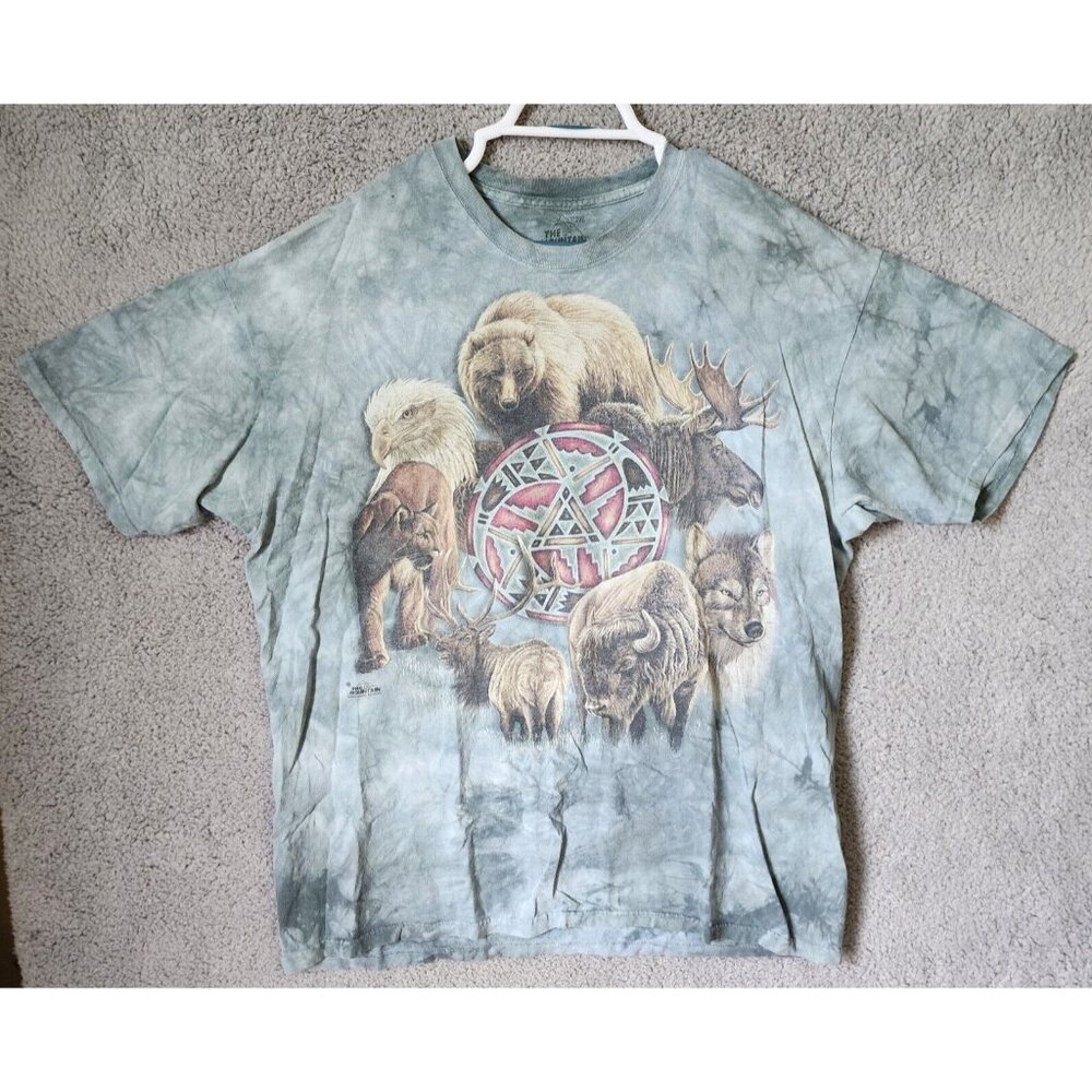 The Mountain 2013 Gray Tie Dye Native American Northern Animals Shirt Size 2XL